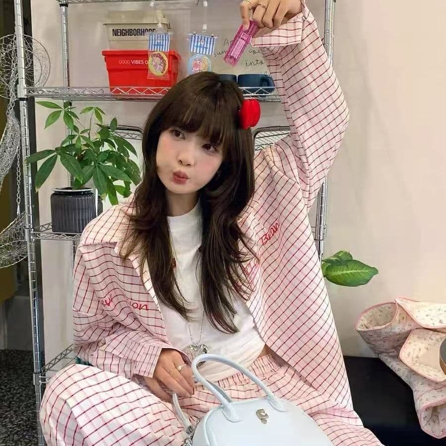 국가 조수 브랜드 핑크색 체크무늬 POLO 칼라 자외선 차단 여성 셔츠 봄 여름 오픈 가디건 디자인 센스 몸매 가꾸기 슬림해 보이는 다용도 셔츠 상세 이미지 4