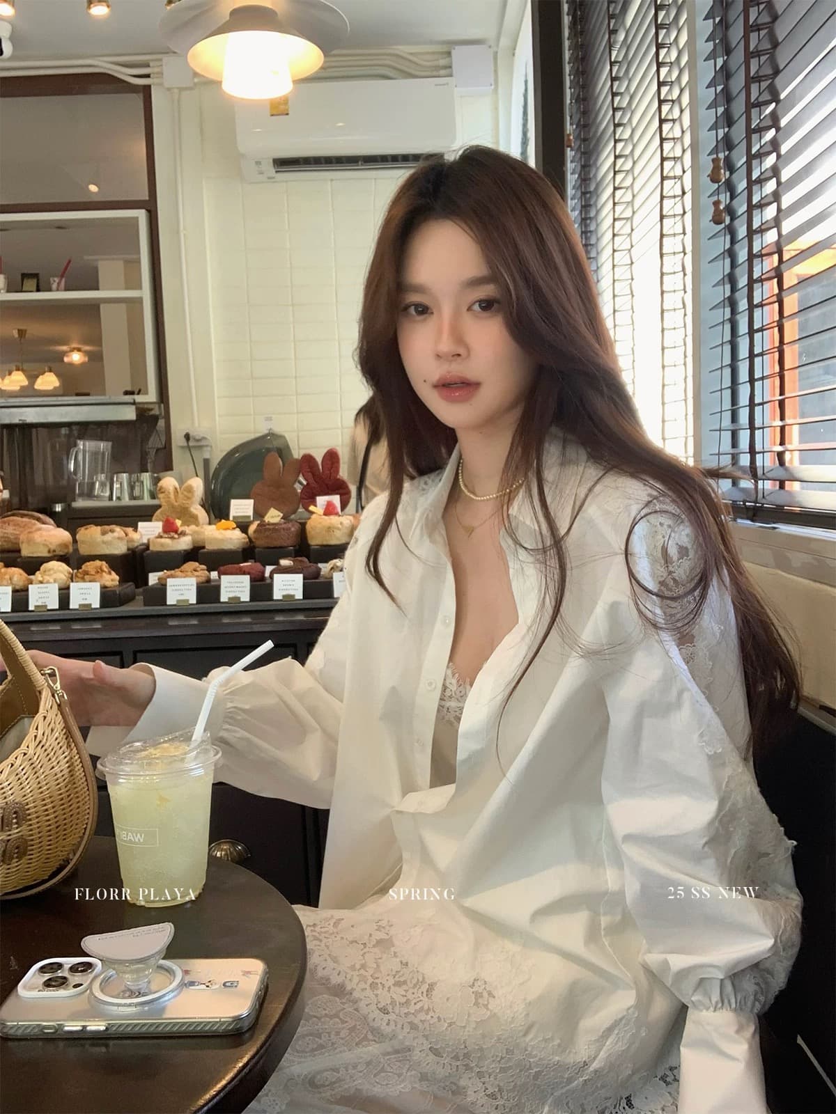 꽃 위안 moon blouse 프랑스식 긴팔 레이스 여성 셔츠 봄 가을 패치워크 디자인 센스 셔츠