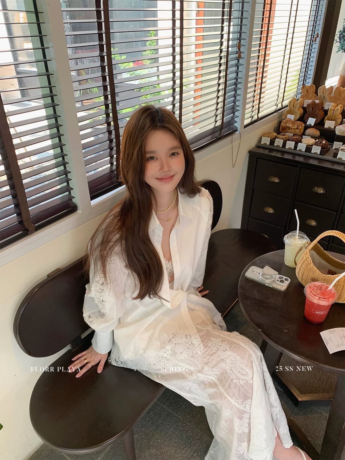 꽃 위안 moon blouse 프랑스식 긴팔 레이스 여성 셔츠 봄 가을 패치워크 디자인 센스 셔츠 상세 이미지 2