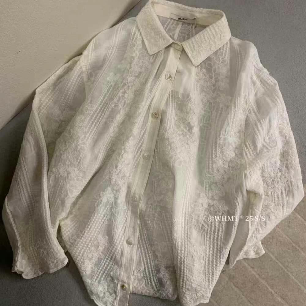 한 부서 문예 레트로 POLO 칼라 레이스 자수 셔츠 봄 가을 외국 가스 연령 감소 루즈핏 다용도 품격 맨위 상세 이미지 5