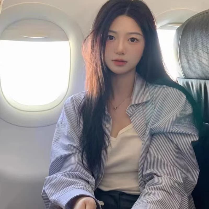 핀 스트라이프 가을 파란색 셔츠 긴팔 2026 디자인 센스 작은 대중 루즈핏 다용도 셔츠 만나는 맨위 여성 이미지 5