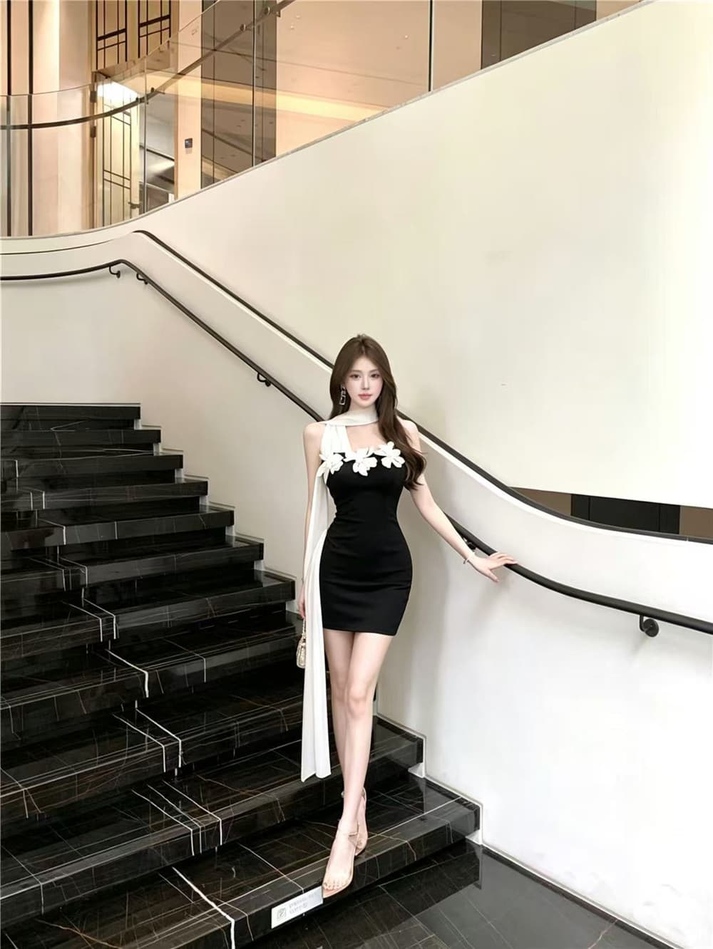 실사 순수한 욕망 바람 핫걸 꽃 타이트 스커트 드레스 상세 이미지 4