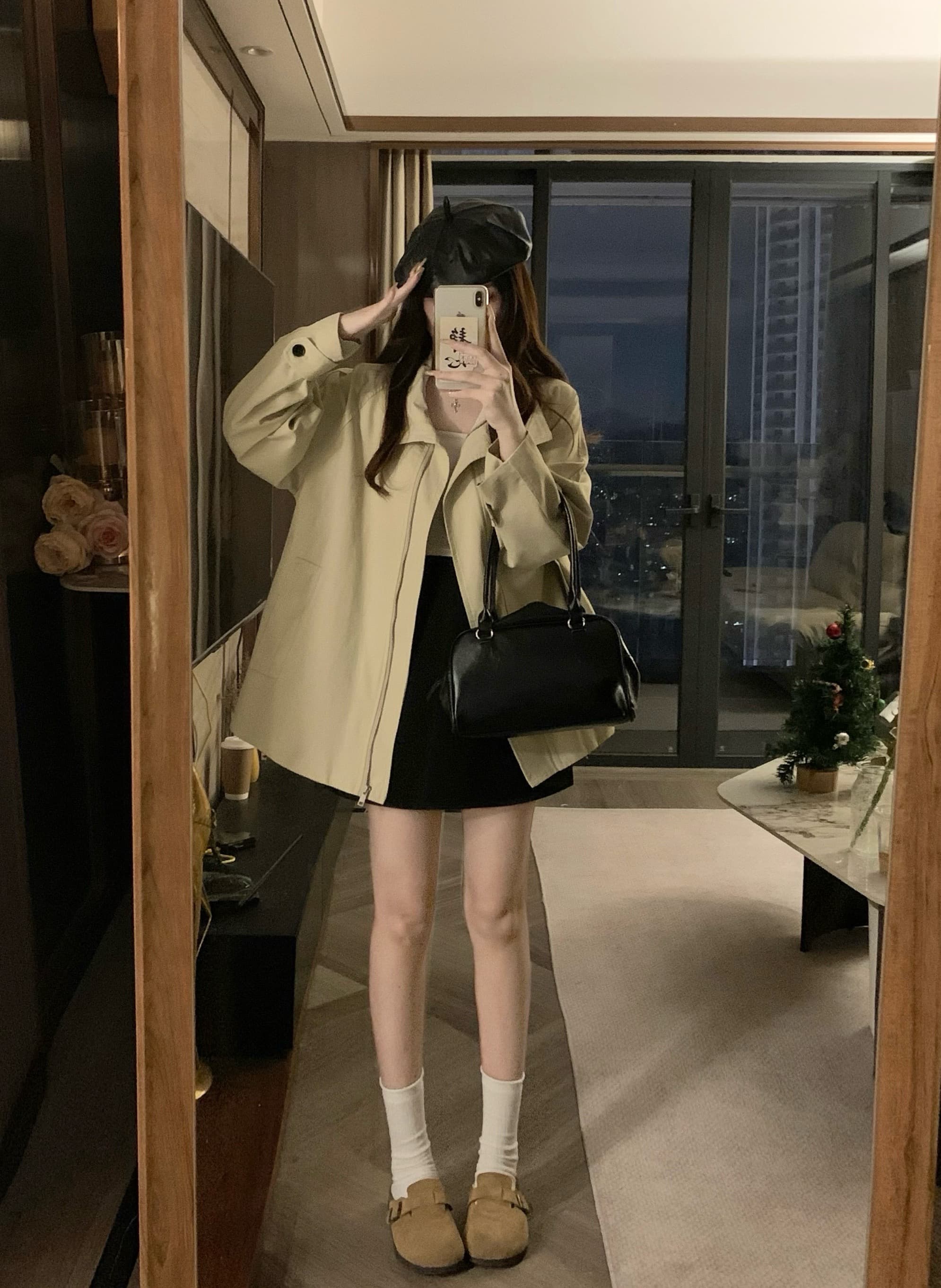 실사 빅 사이즈 한국 chic 가을 새로운 레트로 영국식 바람 스탠드 칼라 루즈핏 긴팔 재킷 재킷 이미지 3