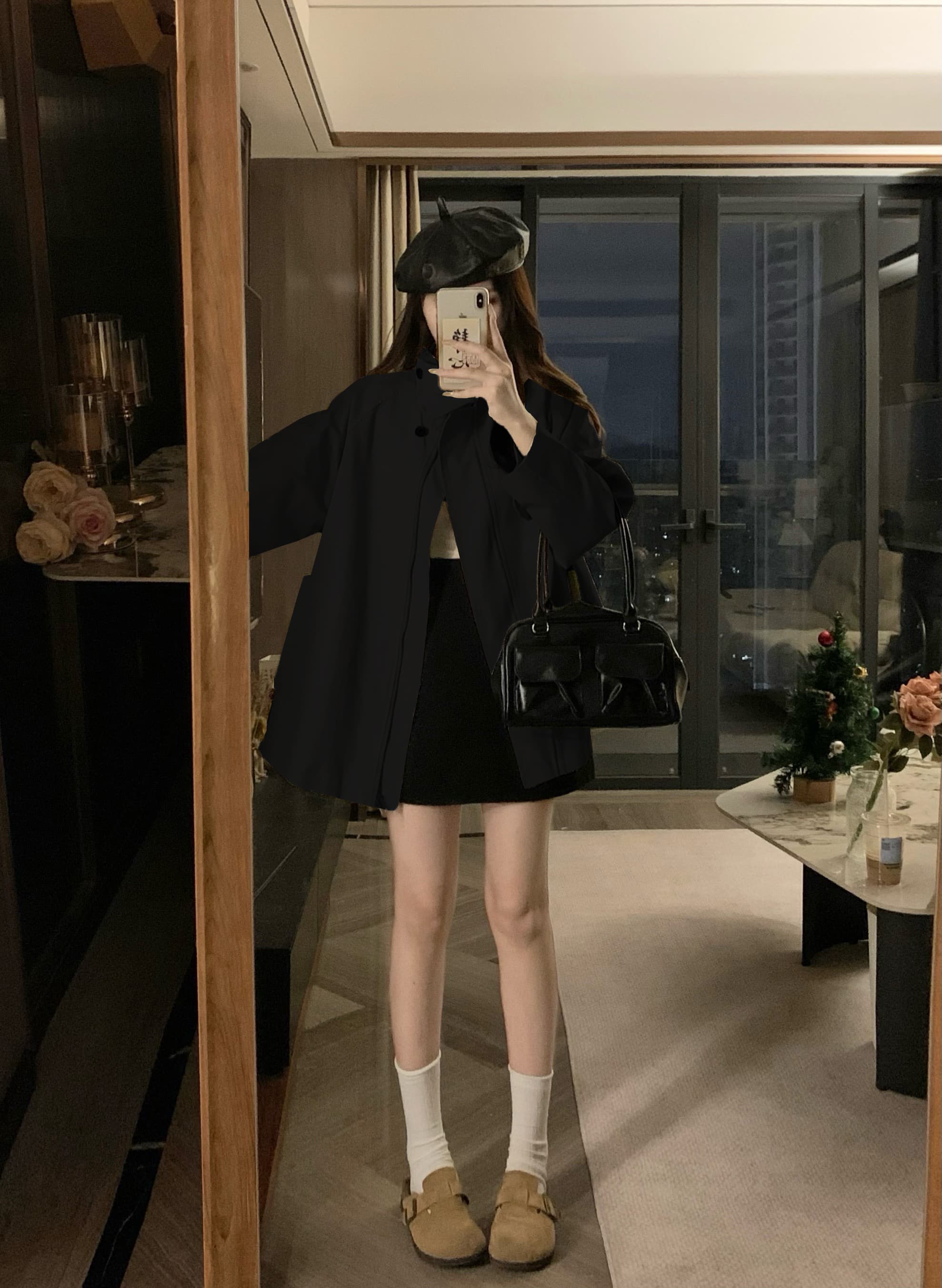 실사 빅 사이즈 한국 chic 가을 새로운 레트로 영국식 바람 스탠드 칼라 루즈핏 긴팔 재킷 재킷 상세 이미지 2