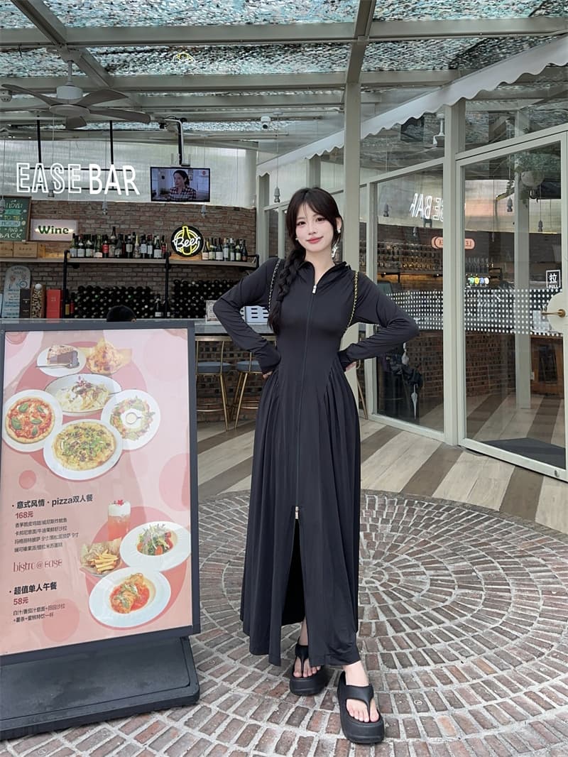 실사 빅 사이즈 upf50+ 품질 검사 보고서 새로운 중간 길이 몸 전체 자외선 차단 몸매 가꾸기 허리 수축 드레스 상세 이미지 25