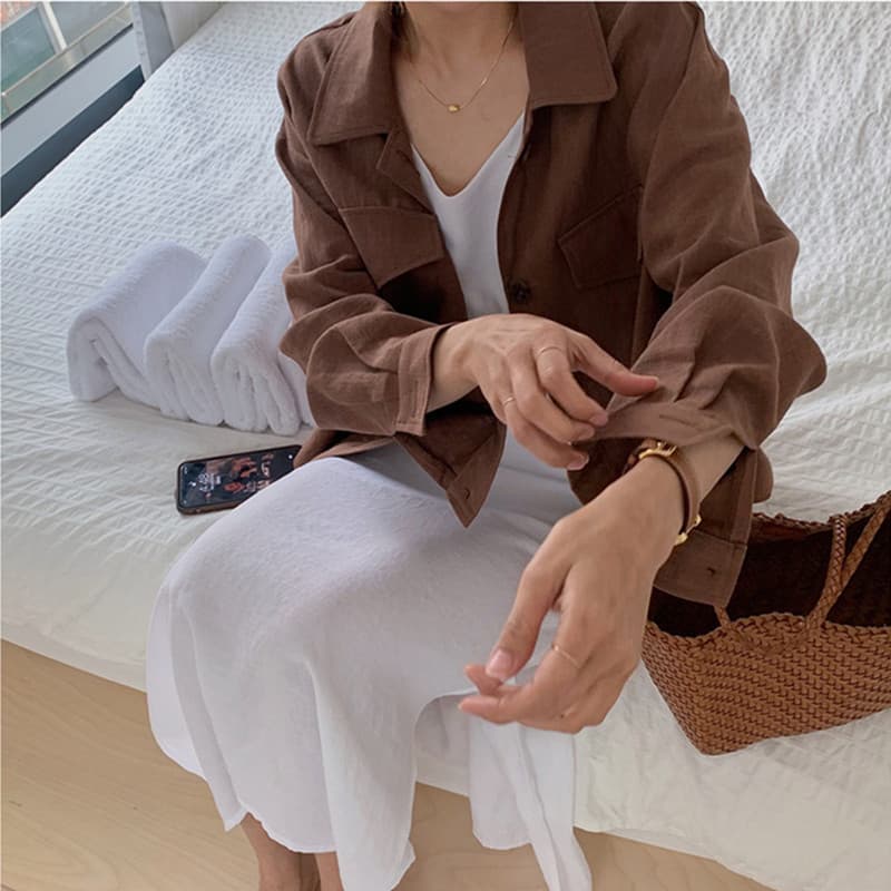 pol 칼라 빅 포켓 루즈핏 재킷 워크웨어 맨위 여성 2026 봄 가을 새로운 한국 스타일 면 린넨 잭 캐주얼 재킷 상세 이미지 50