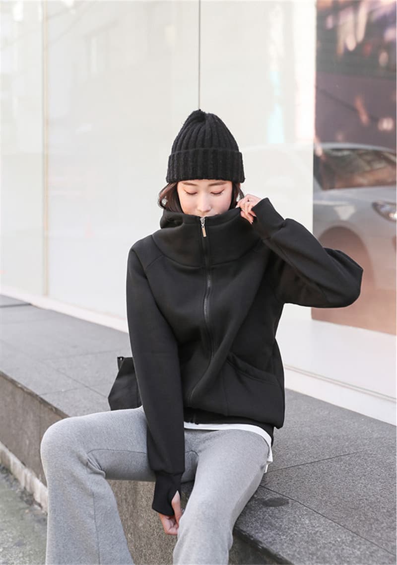 터틀넥 후드 털이 있고 두꺼운 보온 운동 후드티 2026 봄 가을 3 차원 캐주얼 문예 재킷 맨위 학생 상세 이미지 24