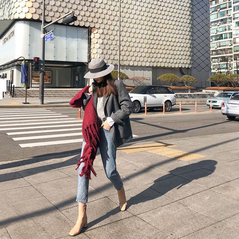헤링본 곡물 양면 양모 수공 정장 맨위 여성 2025 가을 겨울 새로운 한국 스타일 가져 오기 양모 니트 외투 상세 이미지 12