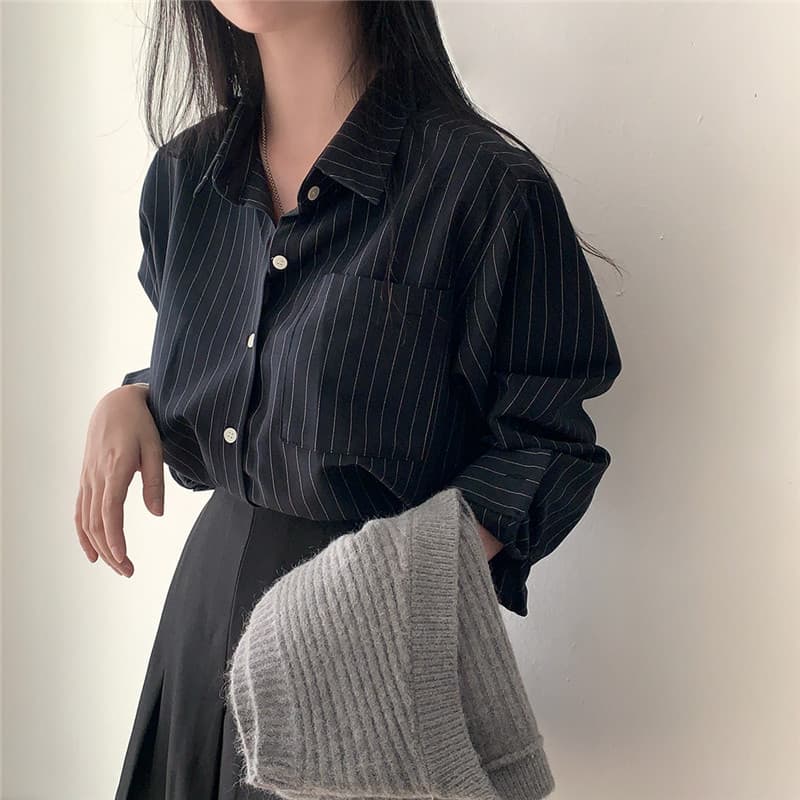한국 스타일 pol 칼라 슬림해 보이는 패치워크 색상 곡물 면 린넨 캐주얼 여성 셔츠 2026 새로운 캐주얼 품격 축소 어깨 제비꼬리 셔츠 이미지 2