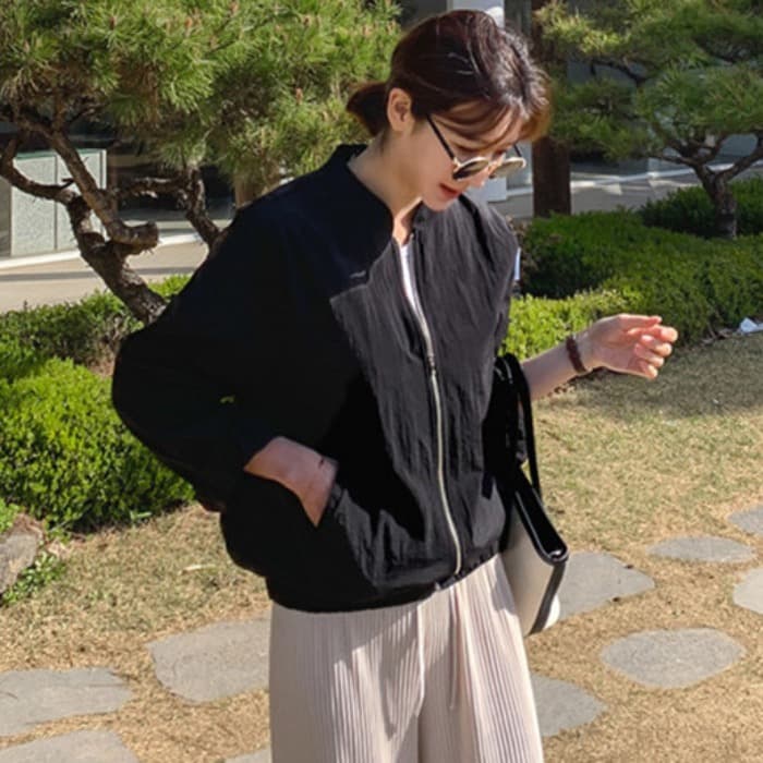 미니멀리즘 스탠드 칼라 캐주얼 자외선 차단 재킷 맨위 여성 2026 여름 작은 키 참나무 늑골 허리 수축 에어컨 여성 코트 얇은 스타일