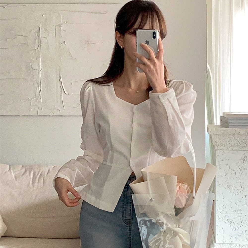 관대 한 칼라 디스플레이 가슴 허리 수축 아마 셔츠 맨위 여성 2026 아모이 작은 청신 미니멀리즘 반팔 면 린넨 셔츠 이미지 5