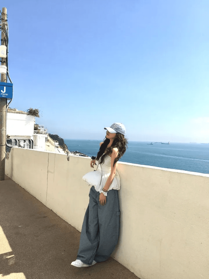 지금 세로 줄무늬 다용도 슬림해 보이는 하이웨이스트 스트레이트 프로필 모양 캐주얼 긴 바지 상세 이미지 11