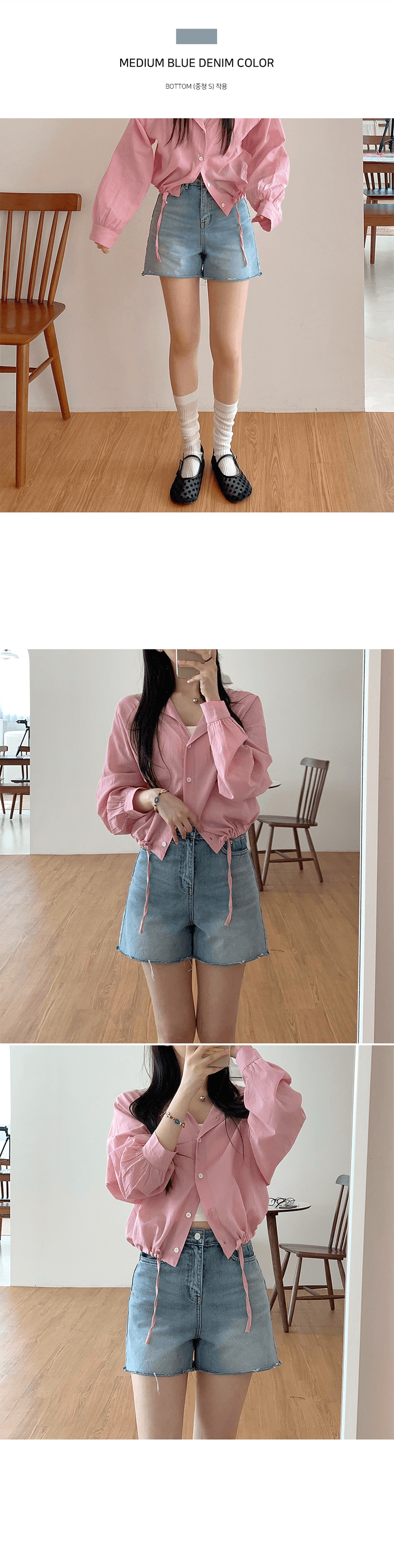 지금 스트레이트 팬츠 여름 인쇄 하트 데님 블루 반바지 상세 이미지 1