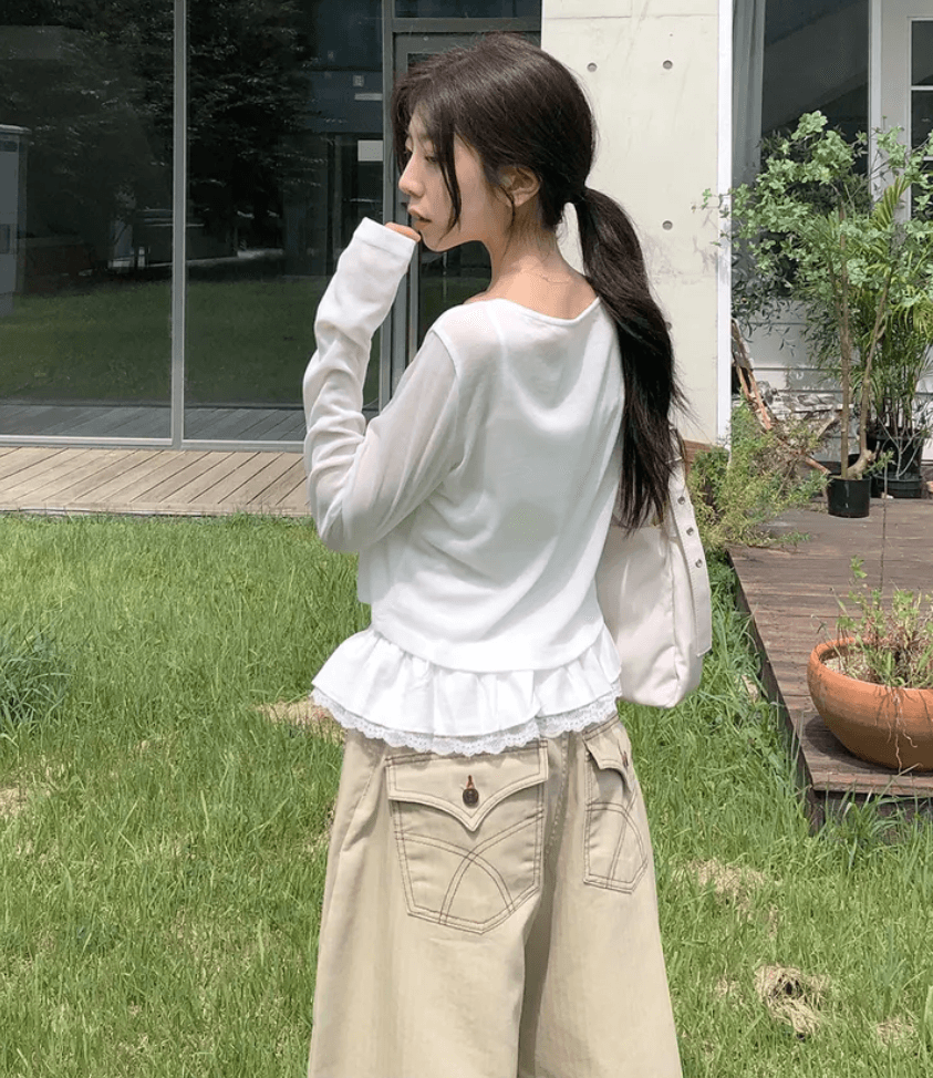 대 화물 선물 어둠 곡물 레트로 캐주얼 다용도 루즈핏 넓은 다리 워크웨어 팬츠 상세 이미지 5