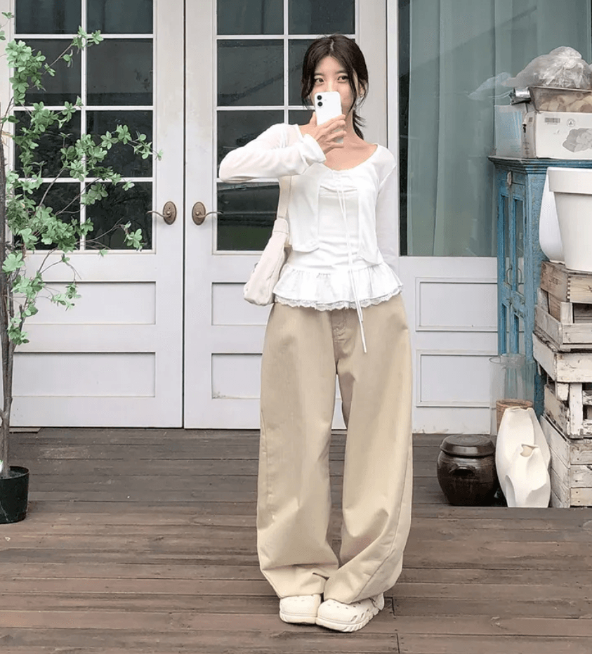 대 화물 선물 어둠 곡물 레트로 캐주얼 다용도 루즈핏 넓은 다리 워크웨어 팬츠 상세 이미지 11