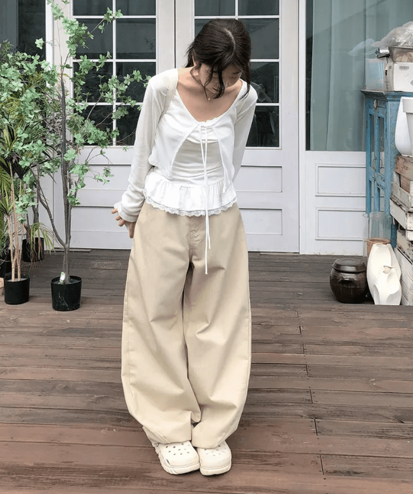 대 화물 선물 어둠 곡물 레트로 캐주얼 다용도 루즈핏 넓은 다리 워크웨어 팬츠 상세 이미지 12