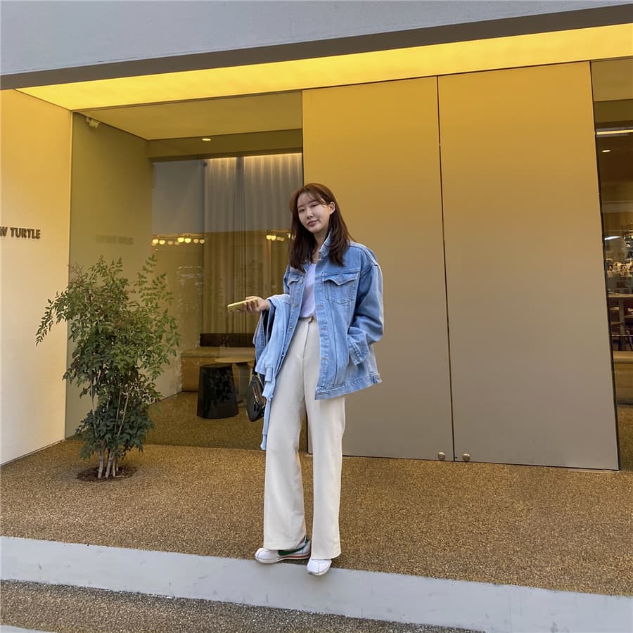 지금 기초 섹션 다용도 캐주얼 안개 센스 루즈핏 데님 재킷 상세 이미지 17