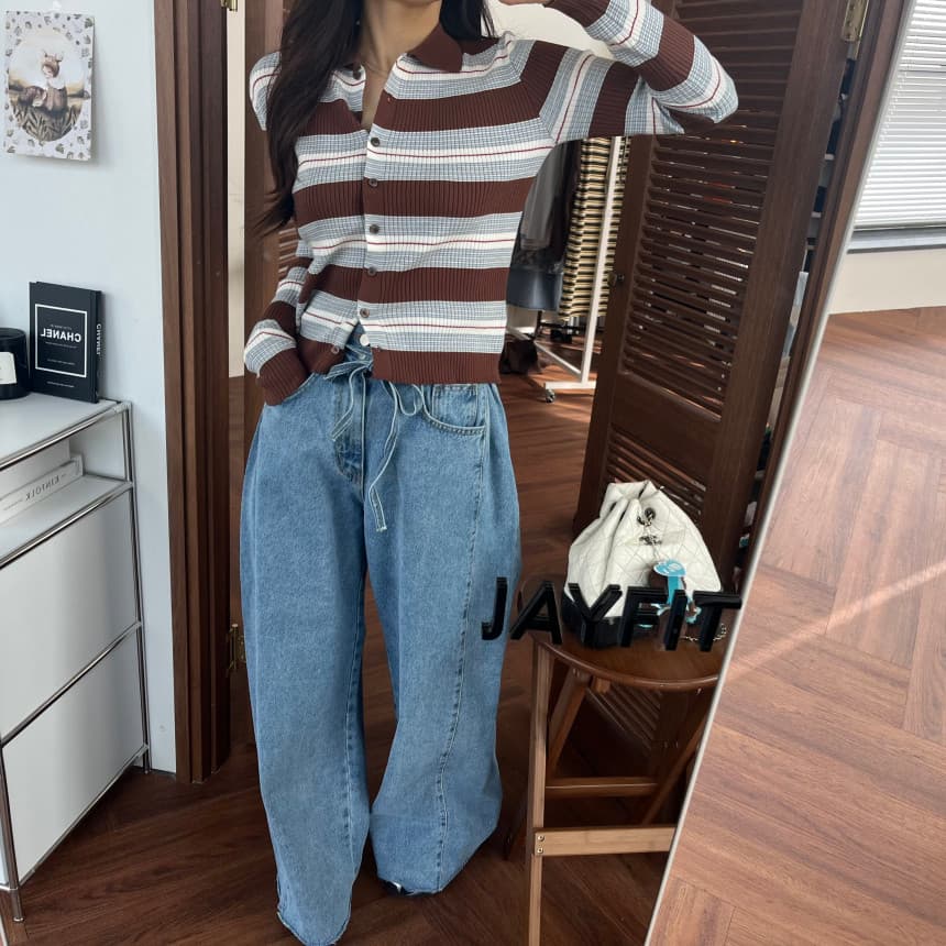 4 가지 색상 지금 봄 새로운 신제품 여성 의류 단색 두 버클 압축 압력 라인 거친 가장자리 청바지 상세 이미지 6