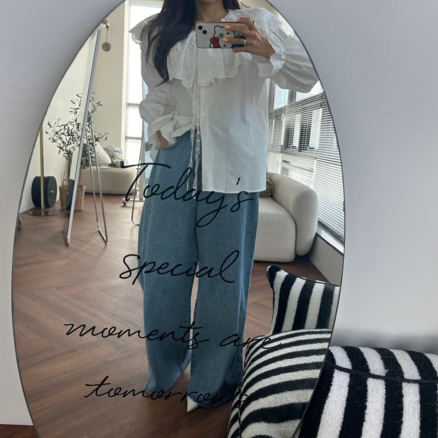 4 가지 색상 지금 봄 새로운 신제품 여성 의류 단색 두 버클 압축 압력 라인 거친 가장자리 청바지 상세 이미지 20