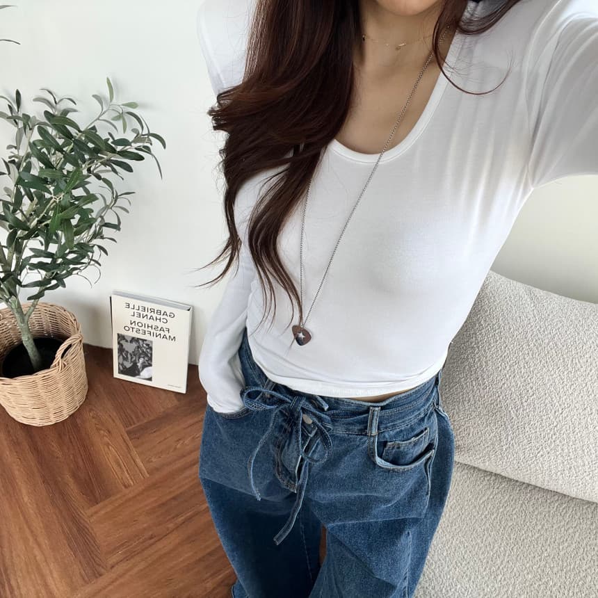 4 가지 색상 지금 봄 새로운 신제품 여성 의류 단색 두 버클 압축 압력 라인 거친 가장자리 청바지 상세 이미지 44