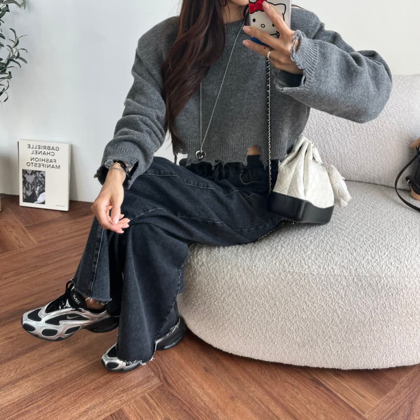 4 가지 색상 지금 봄 새로운 신제품 여성 의류 단색 두 버클 압축 압력 라인 거친 가장자리 청바지 상세 이미지 57