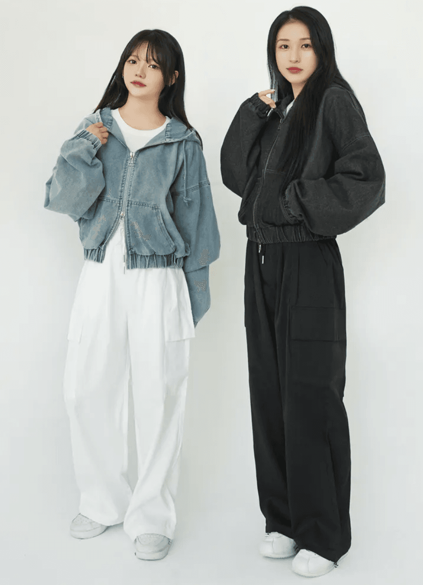지금 거리 차가운 센스 스탠드 칼라 후드 데님 재킷 상세 이미지 6