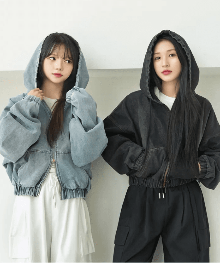 지금 거리 차가운 센스 스탠드 칼라 후드 데님 재킷 상세 이미지 13