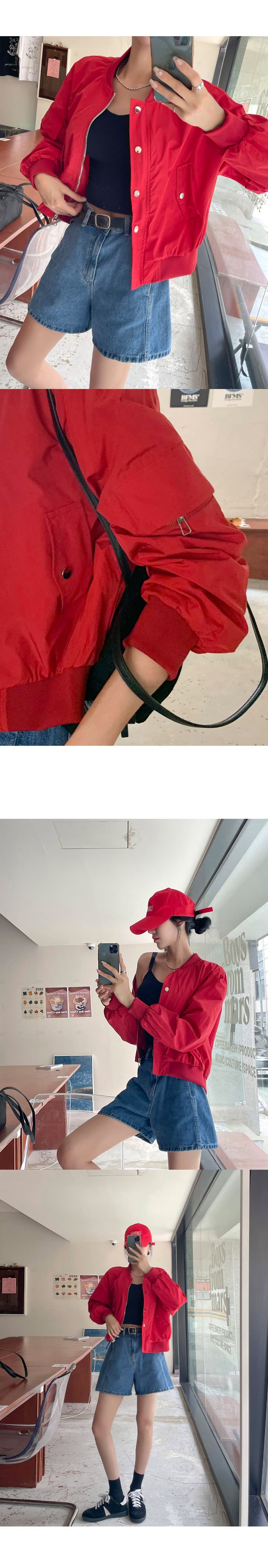 워싱 레트로 3 차원 루즈핏 넓은 다리 데님 반바지 상세 이미지 9