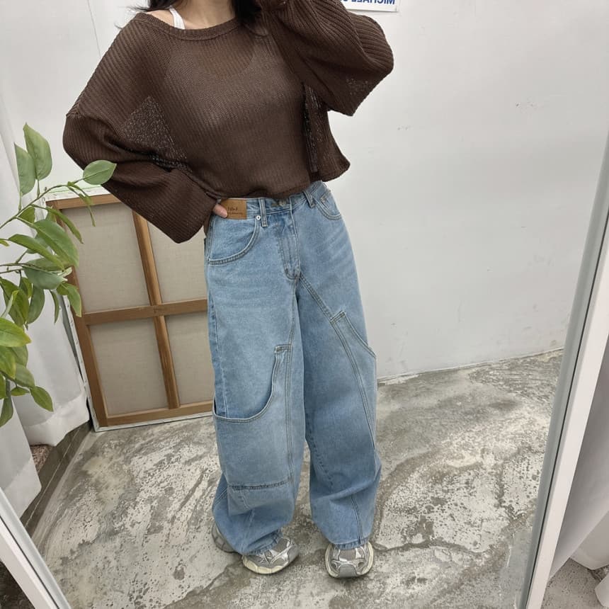 지금 빅 포켓 패션 다용도 부서 버클 모통이 칼 청바지 상세 이미지 13
