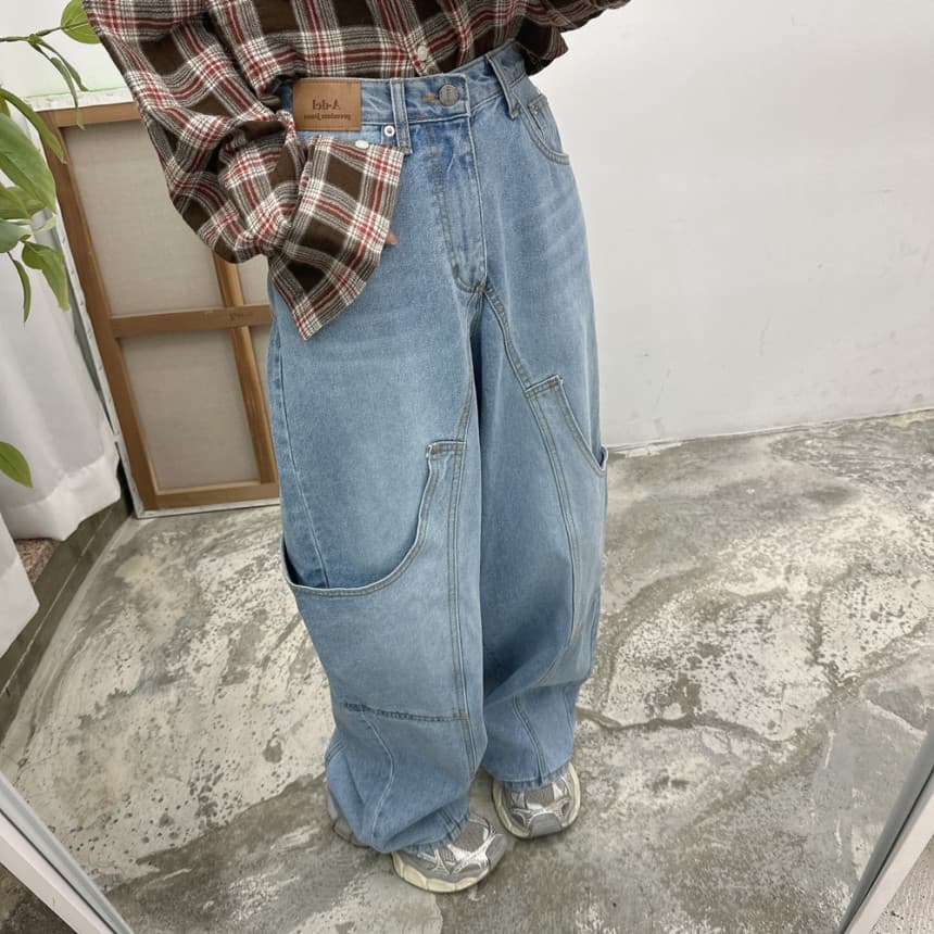 지금 빅 포켓 패션 다용도 부서 버클 모통이 칼 청바지 상세 이미지 25