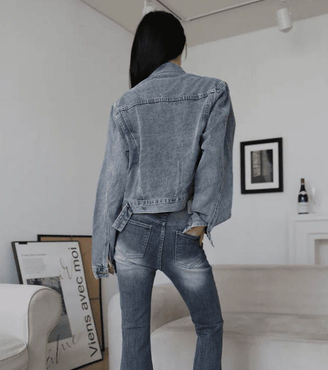 지금 색상 바로 레트로 다시 잘 생긴 ~ 중 데님 재킷 상세 이미지 6