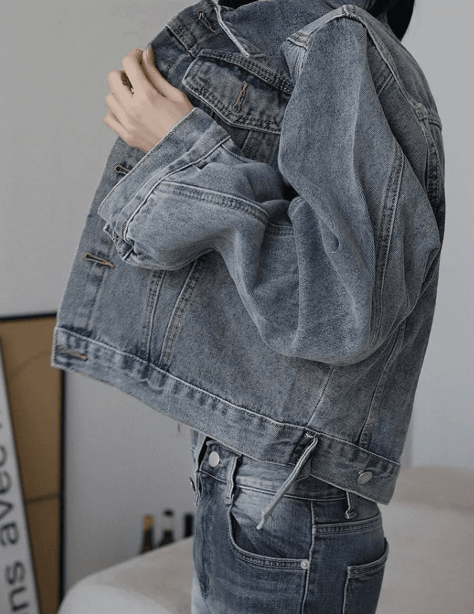 지금 색상 바로 레트로 다시 잘 생긴 ~ 중 데님 재킷 상세 이미지 11