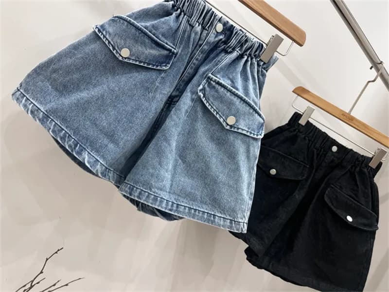 허리밴드 주머니 루즈핏 넓은 다리 데님 반바지 상세 이미지 47