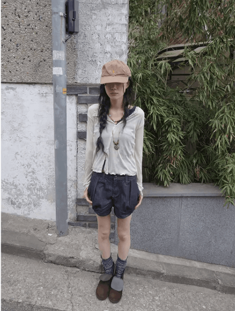 유형 깊은 시안 호박 그라운드 건강 데님 반바지 상세 이미지 15