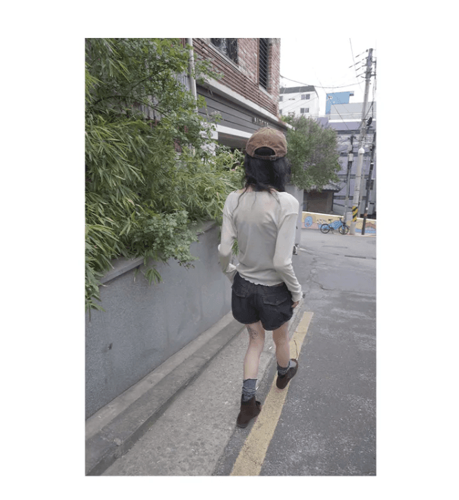 유형 깊은 시안 호박 그라운드 건강 데님 반바지 상세 이미지 17