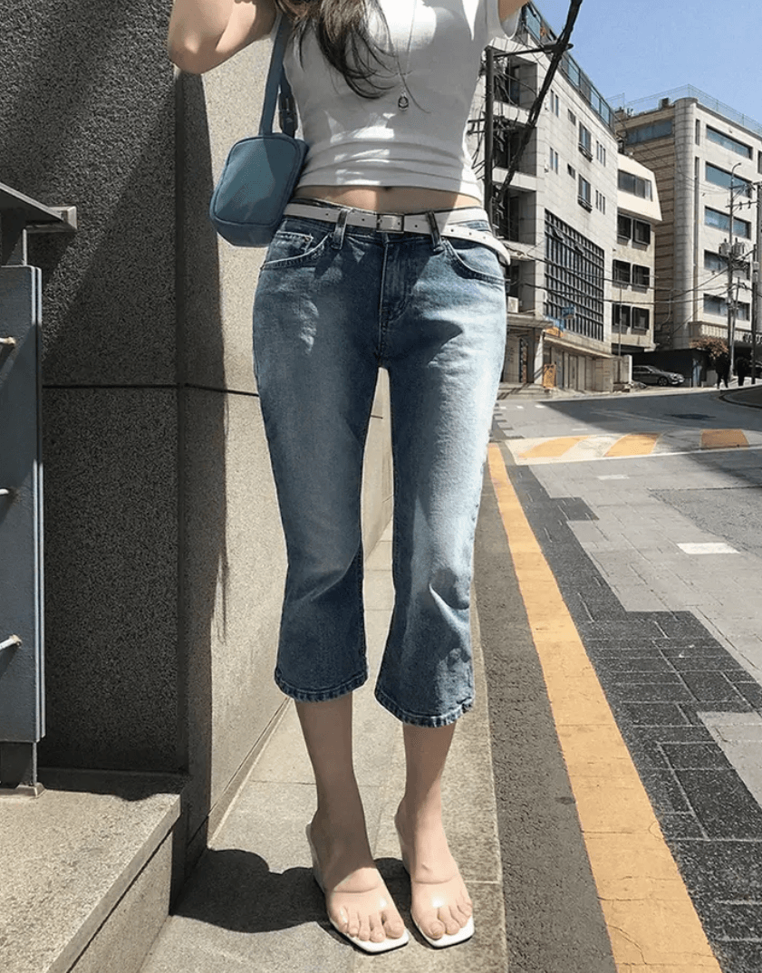 지금 스트레이트 다리 하느님 바지 돌아 가기 7 점 몸매 가꾸기 청바지