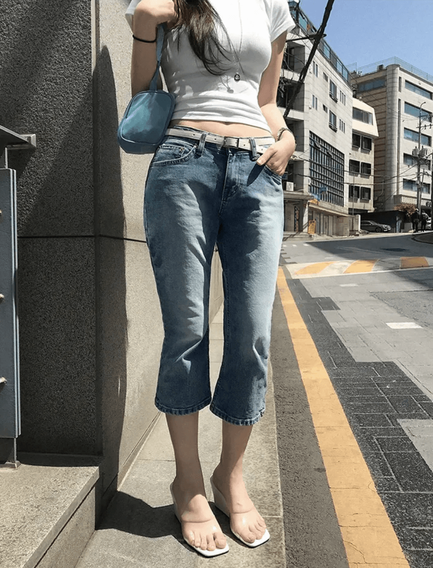 지금 스트레이트 다리 하느님 바지 돌아 가기 7 점 몸매 가꾸기 청바지 이미지 2