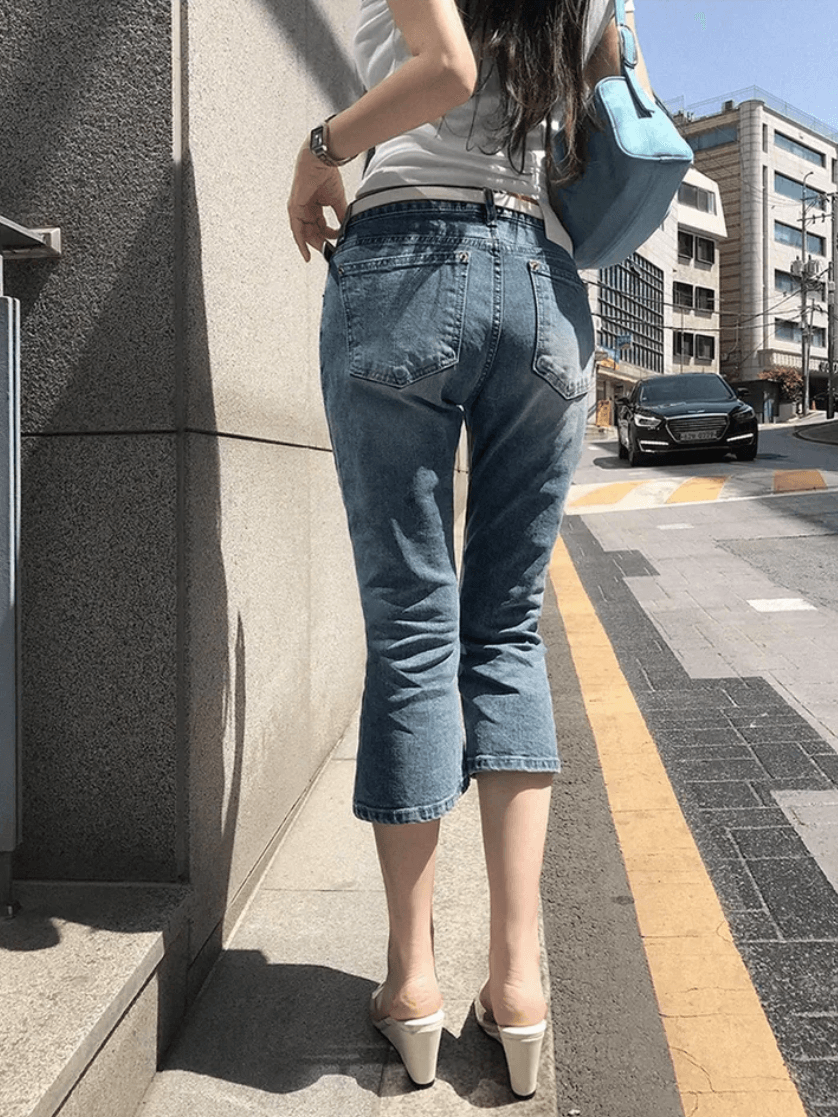 지금 스트레이트 다리 하느님 바지 돌아 가기 7 점 몸매 가꾸기 청바지 이미지 4