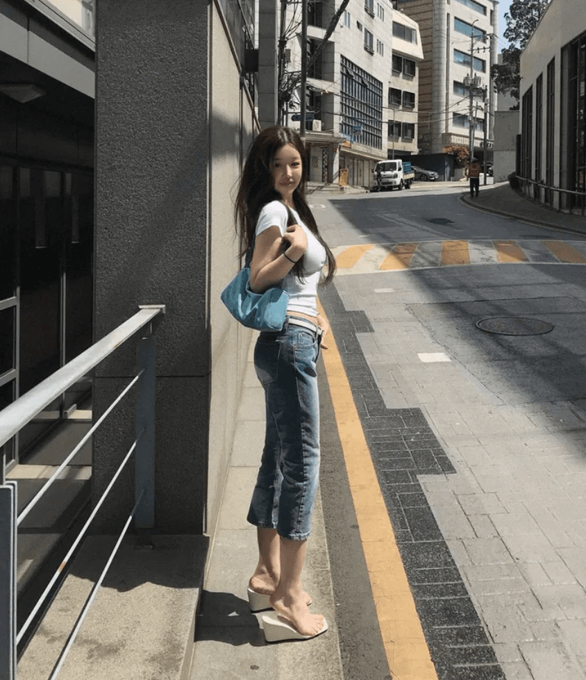 지금 스트레이트 다리 하느님 바지 돌아 가기 7 점 몸매 가꾸기 청바지 상세 이미지 4