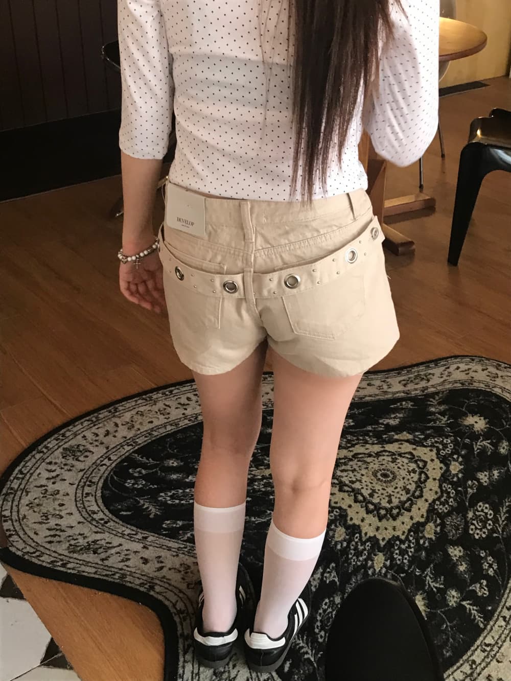 지금 원형 고리 벨트 프릴 반바지 3 색 이미지 2