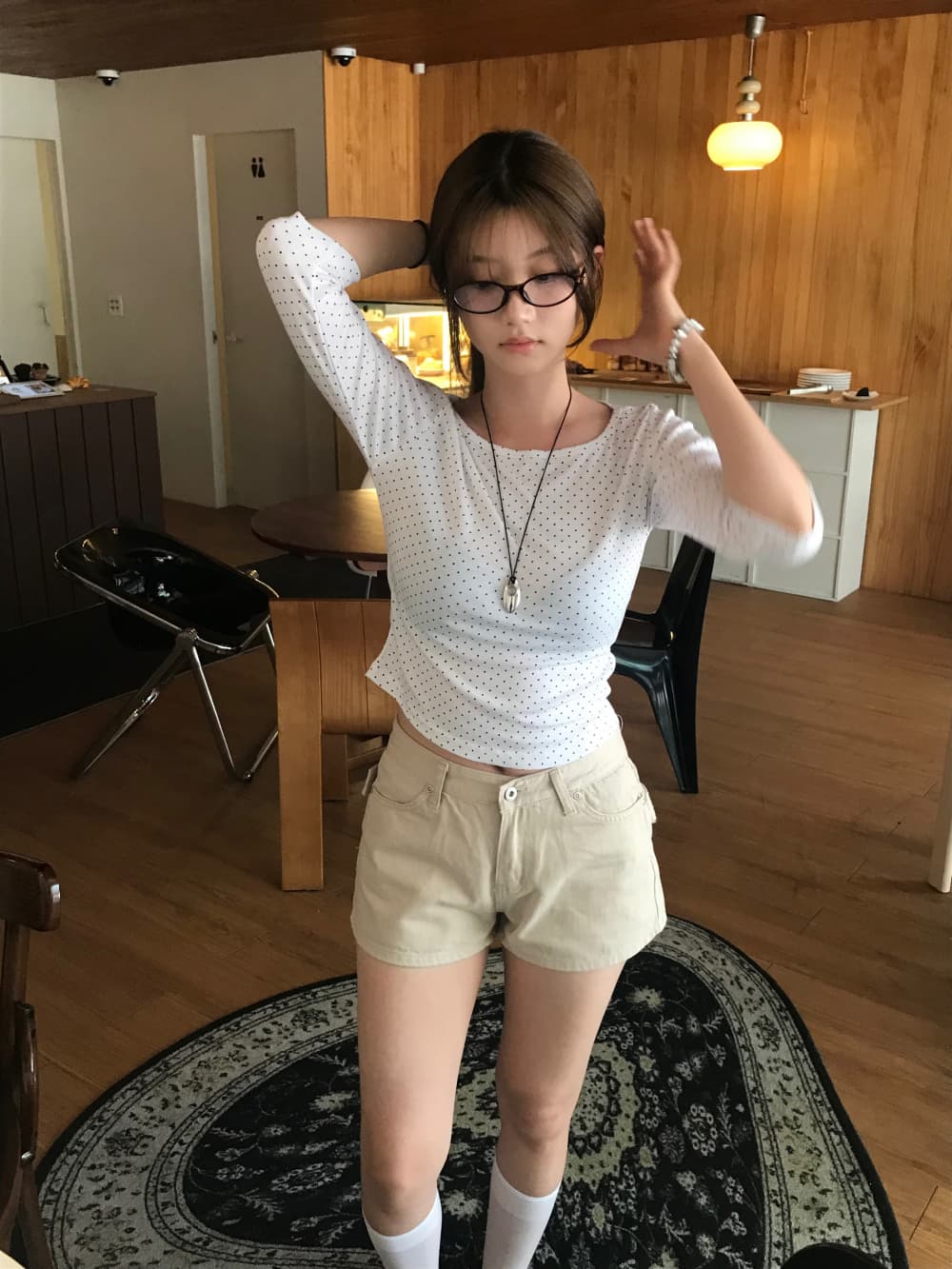 지금 원형 고리 벨트 프릴 반바지 3 색 상세 이미지 21