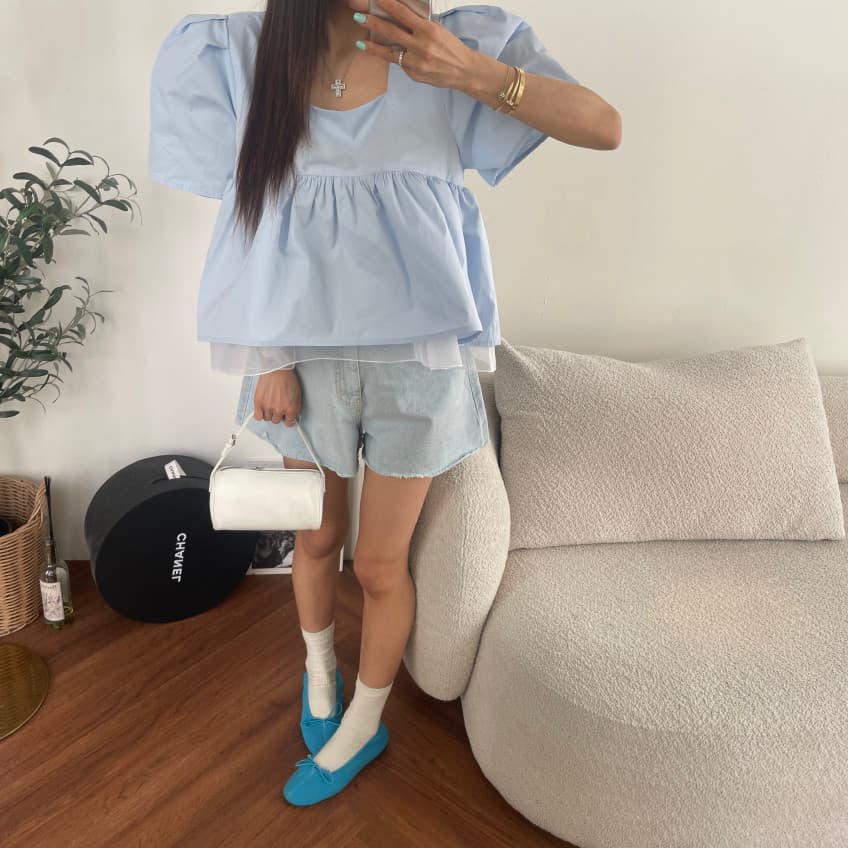 지금 이후 주머니 디자인 워싱 연삭 화이트 스트레이트 데님 긴 바지 상세 이미지 14