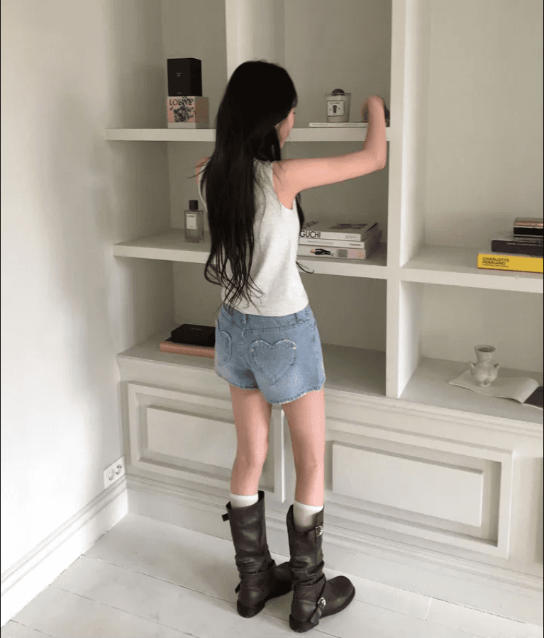 몸매 가꾸기 레트로 연삭 화이트 데님 반바지 상세 이미지 17
