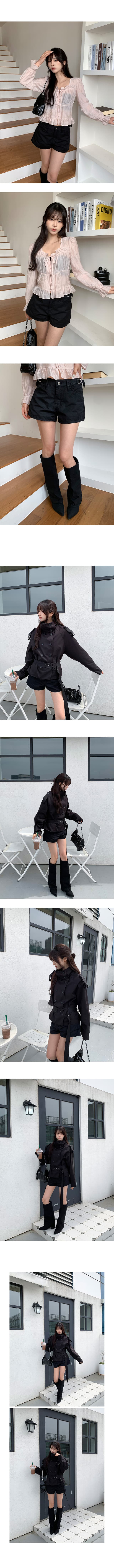 숨기기 버클 벨트 캐주얼 반바지 상세 이미지 2