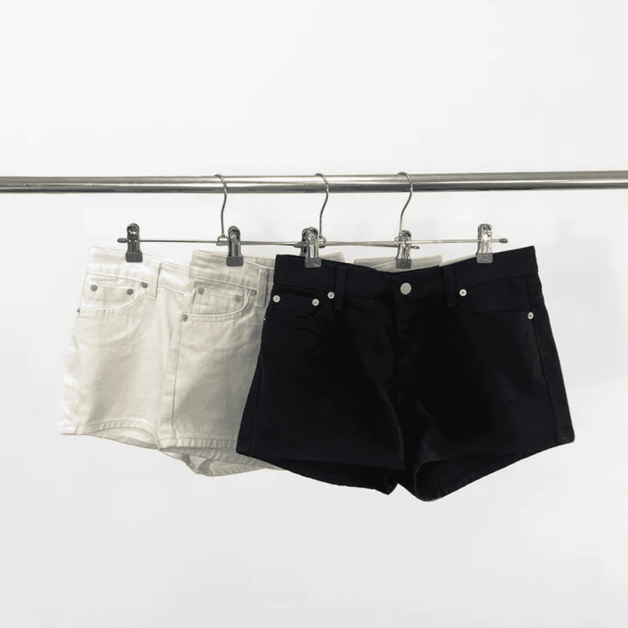 심장 모양 금속 카드 버클 스트랩 데님 반바지 상세 이미지 17
