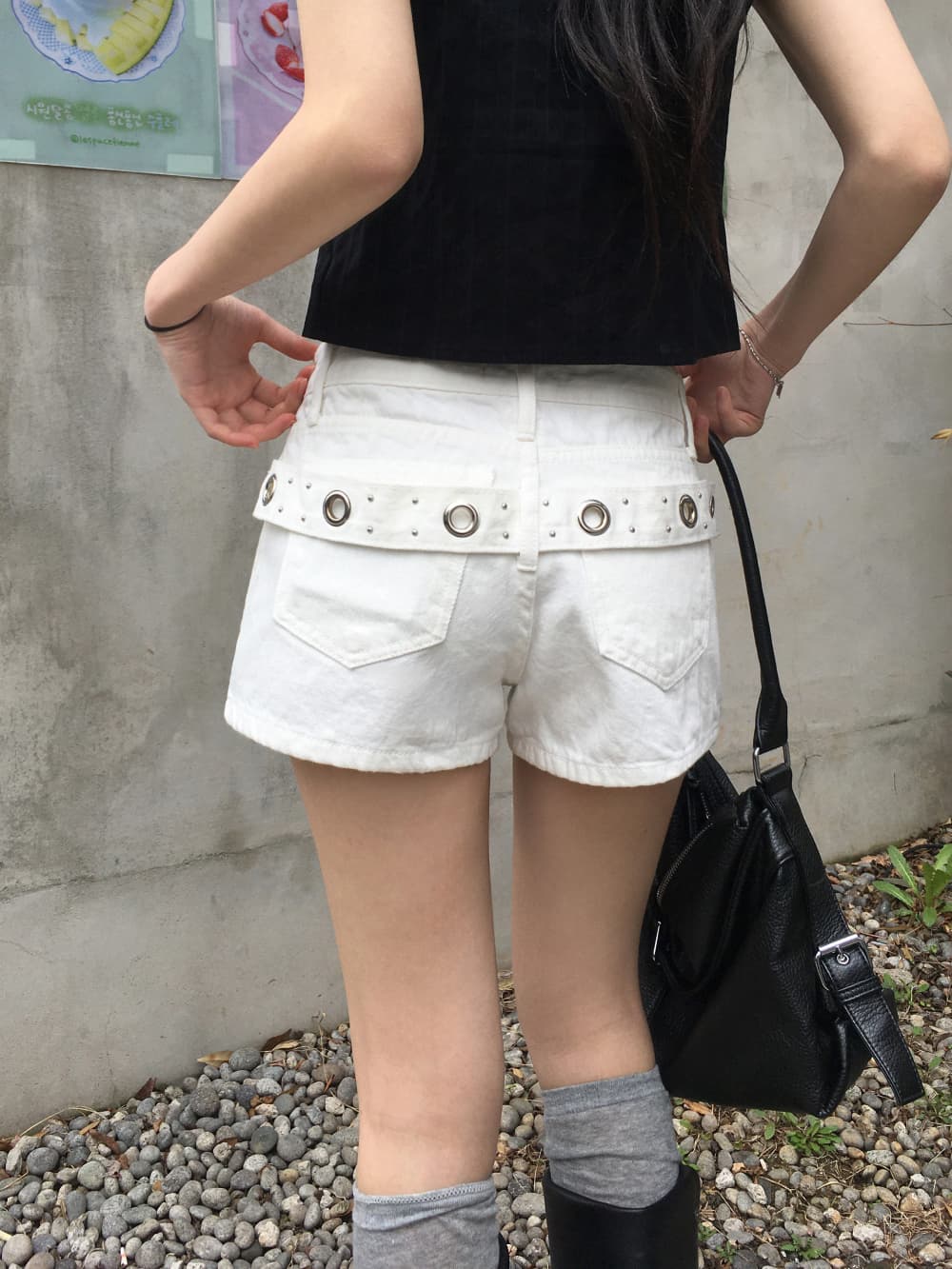 지금 허리 로프 외국 가스 핫걸 슬림해 보이는 캐주얼 운동 반바지 여성 이미지 4