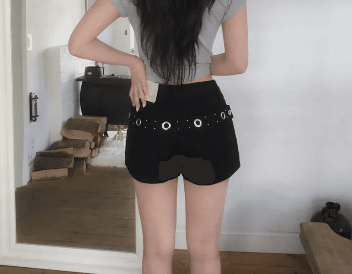 지금 허리 로프 외국 가스 핫걸 슬림해 보이는 캐주얼 운동 반바지 여성 상세 이미지 3