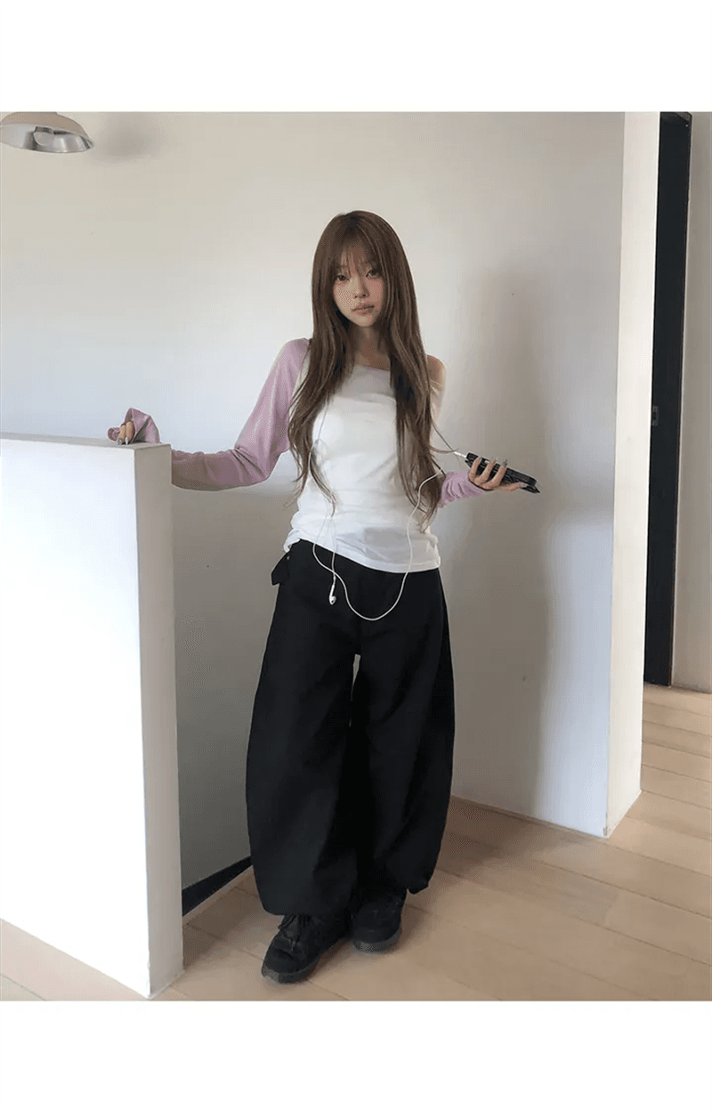 지금 레트로 stud 징 뒤에 벨트 디자인 넓은 다리 루즈핏 청바지 상세 이미지 10