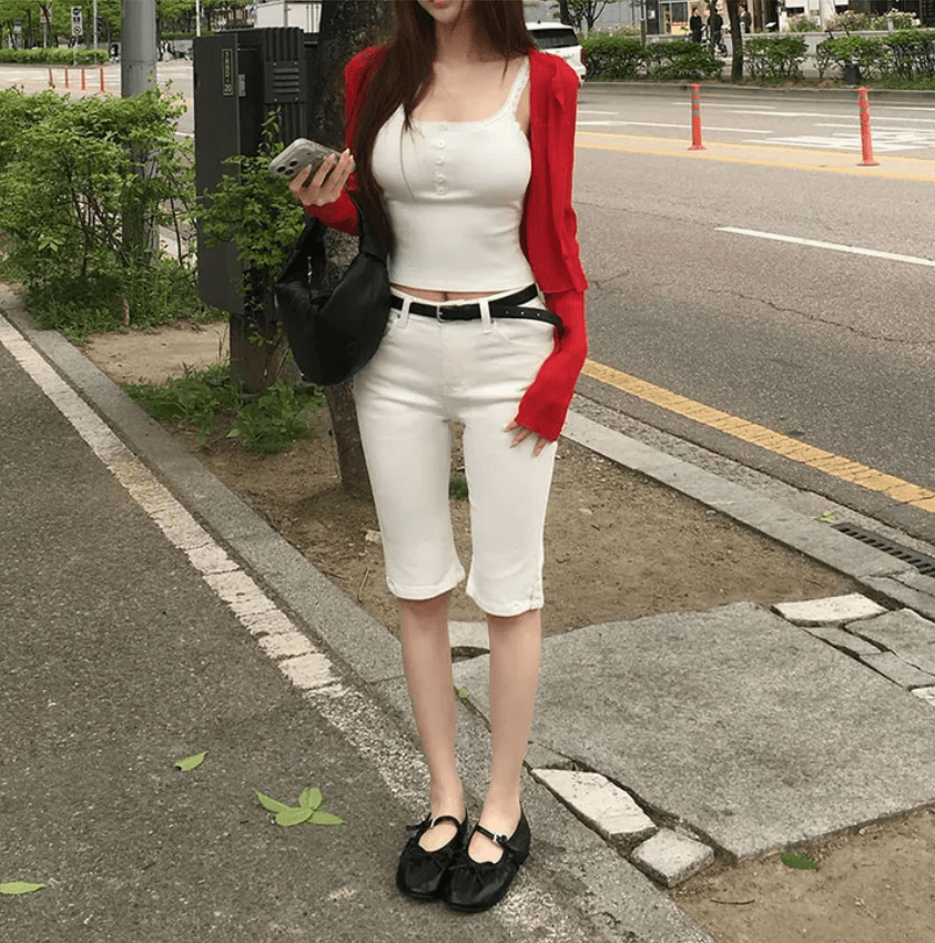 지금 다용도 capri 하이웨이스트 신축성 바지 여성 주머니 7부 바지 타이트 캐주얼 바지 상세 이미지 9