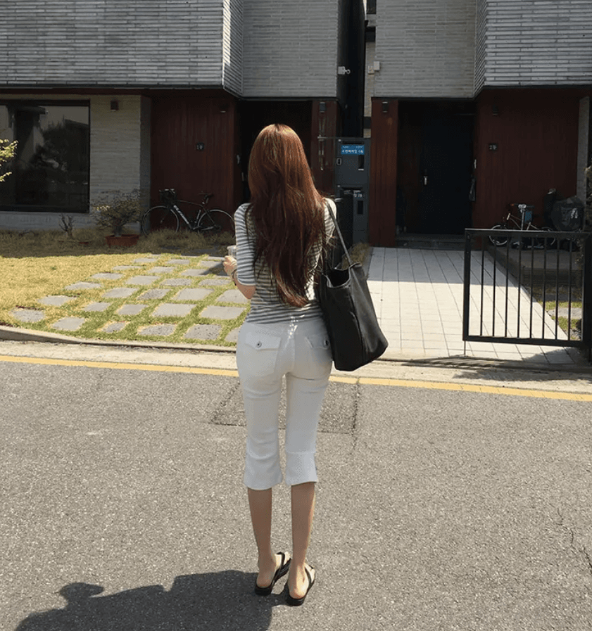 지금 다용도 capri 하이웨이스트 신축성 바지 여성 주머니 7부 바지 타이트 캐주얼 바지 상세 이미지 17